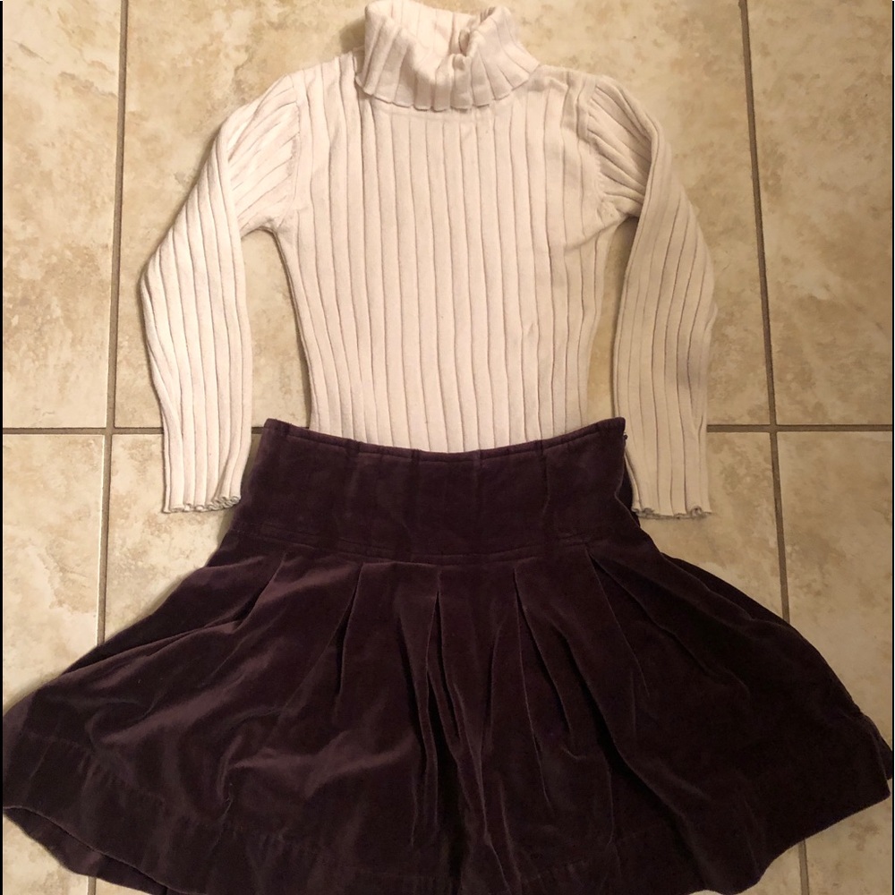 CFK outfit - brown velvet skirt and turtle neck